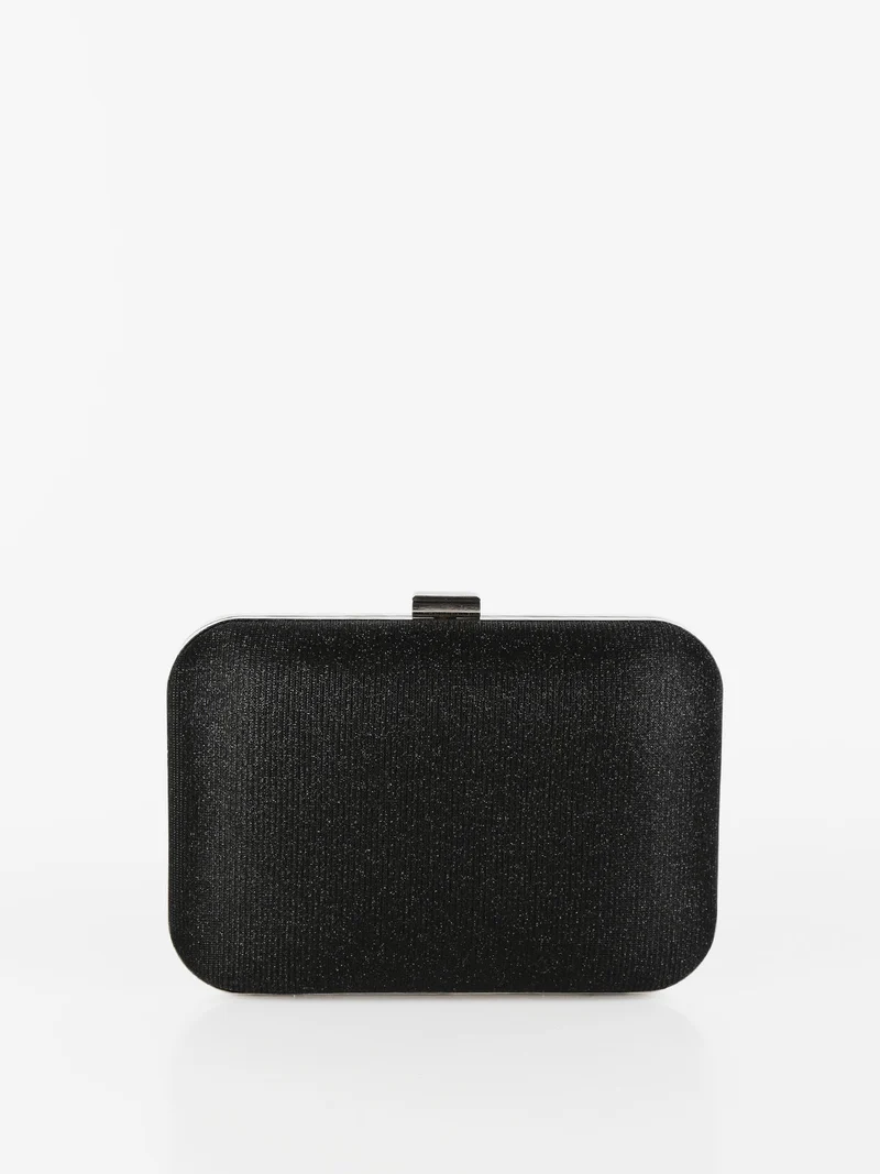 Pochette donna rigida brillantinata - nero