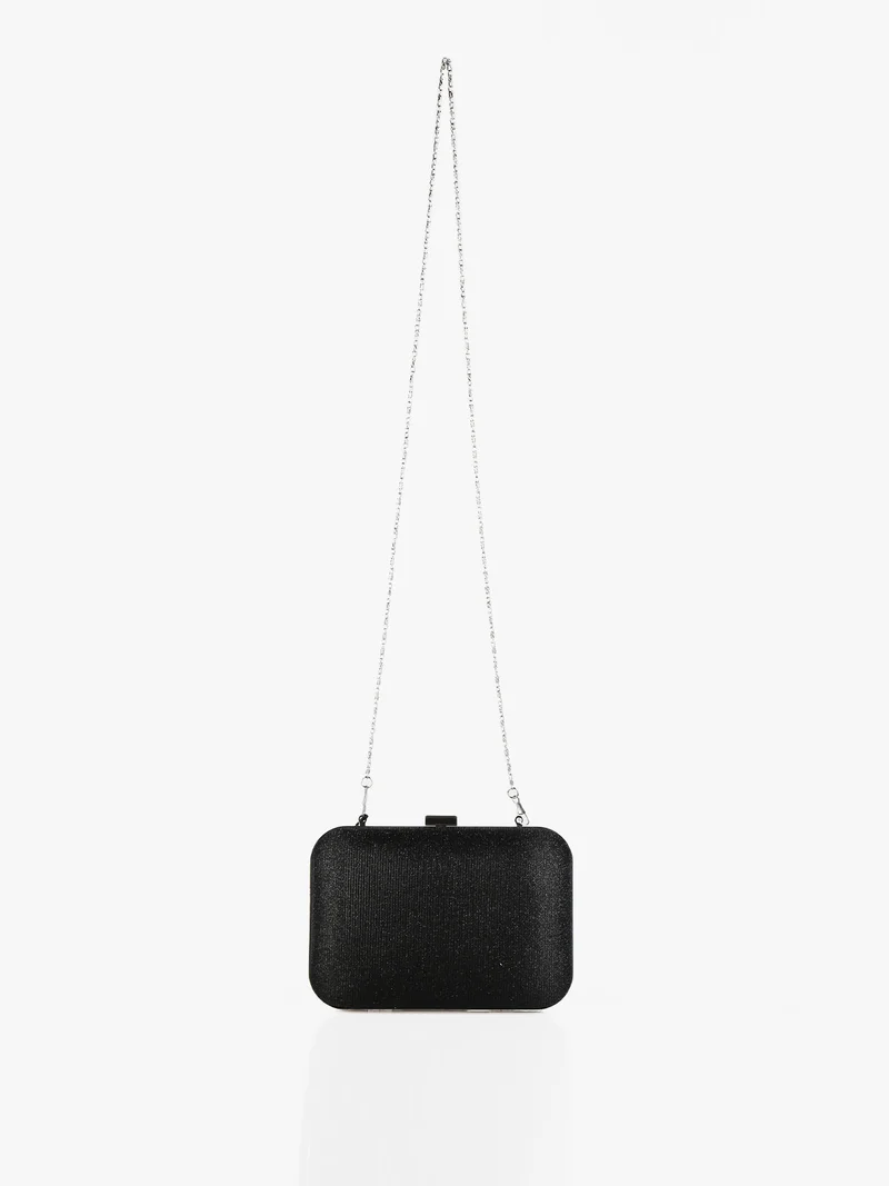 Pochette donna rigida brillantinata - nero
