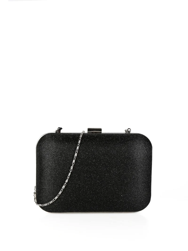 Pochette donna rigida brillantinata - nero