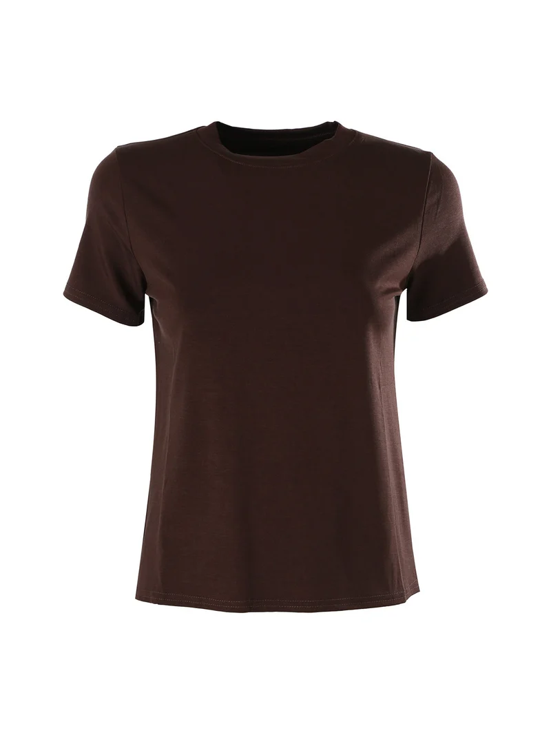 T-shirt girocollo da donna - moro