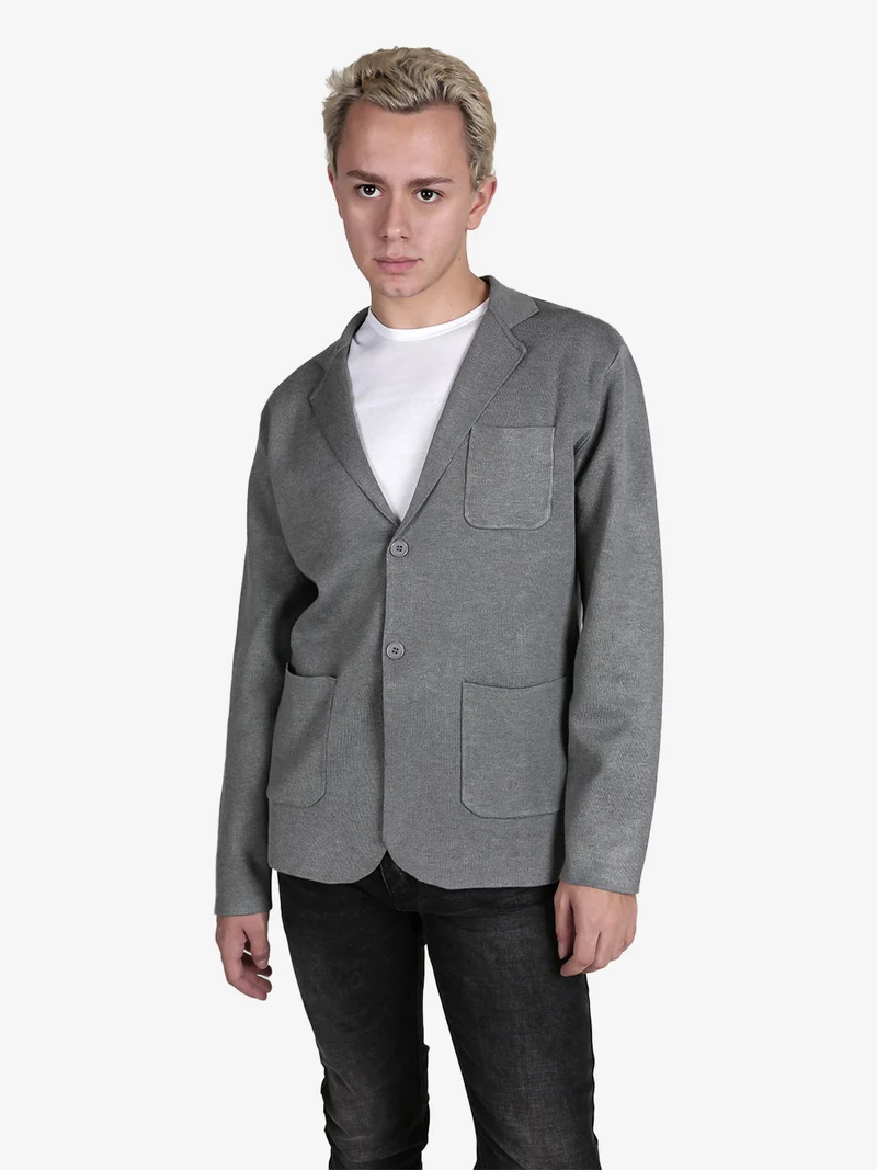 Blazer da uomo in maglia con bottoni - grigio