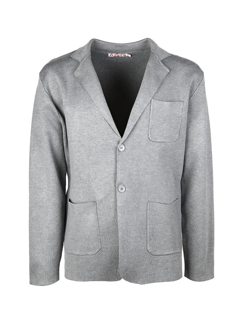 Blazer da uomo in maglia con bottoni - grigio