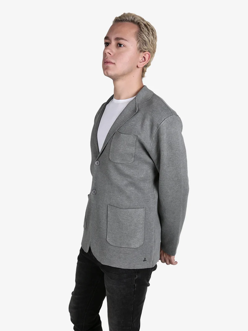 Blazer da uomo in maglia con bottoni - grigio