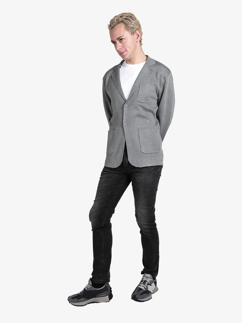 Blazer da uomo in maglia con bottoni - grigio