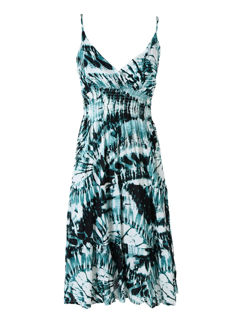 Vestito donna in cotone con spalline strette - ottanio