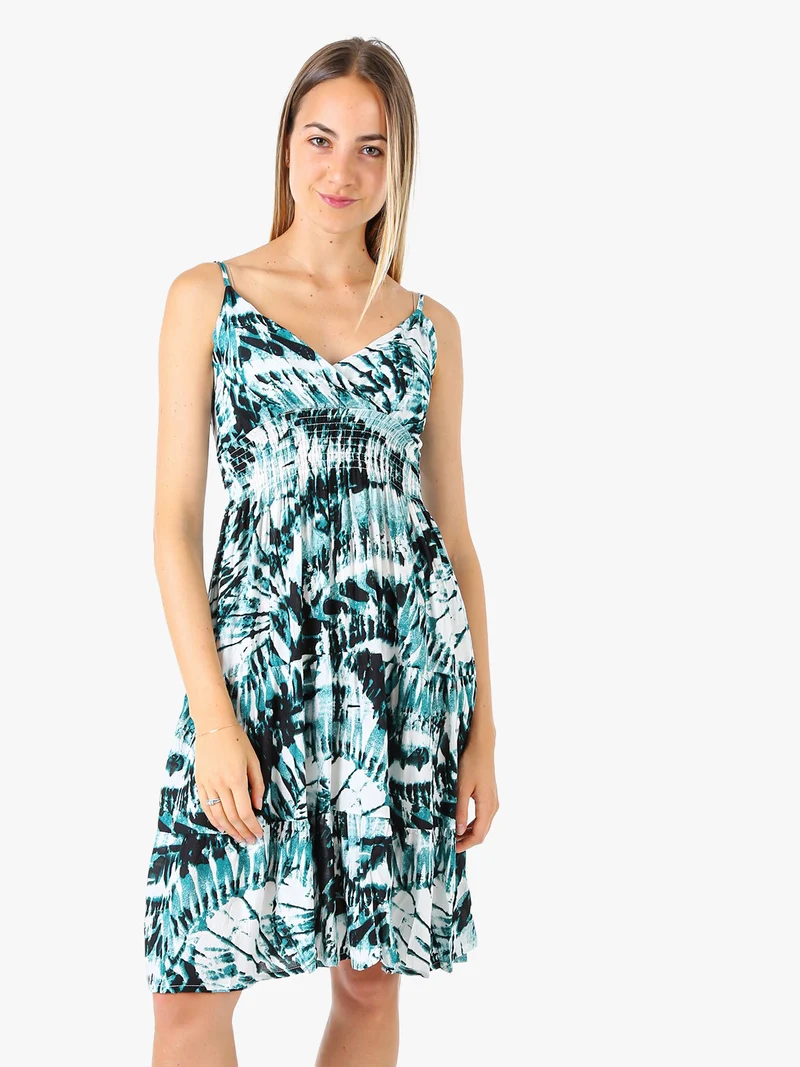 Vestito donna in cotone con spalline strette - ottanio