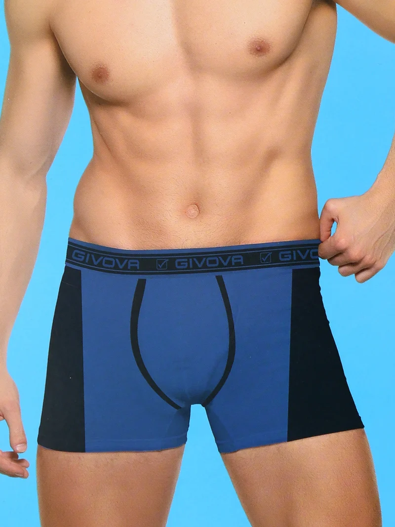 Boxer da uomo bicolore in cotone bielastico - blu