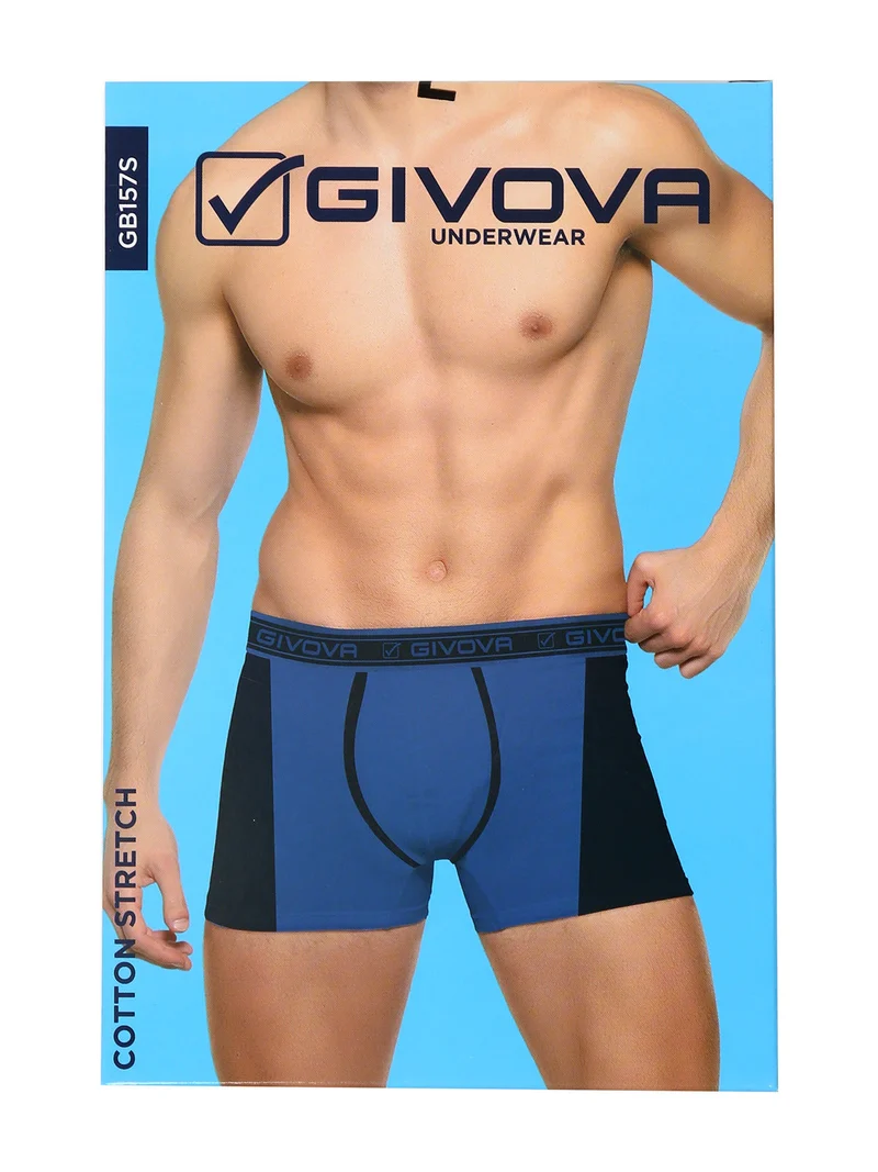 Boxer da uomo bicolore in cotone bielastico - blu