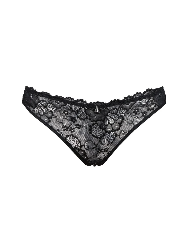 Slip donna in pizzo - nero