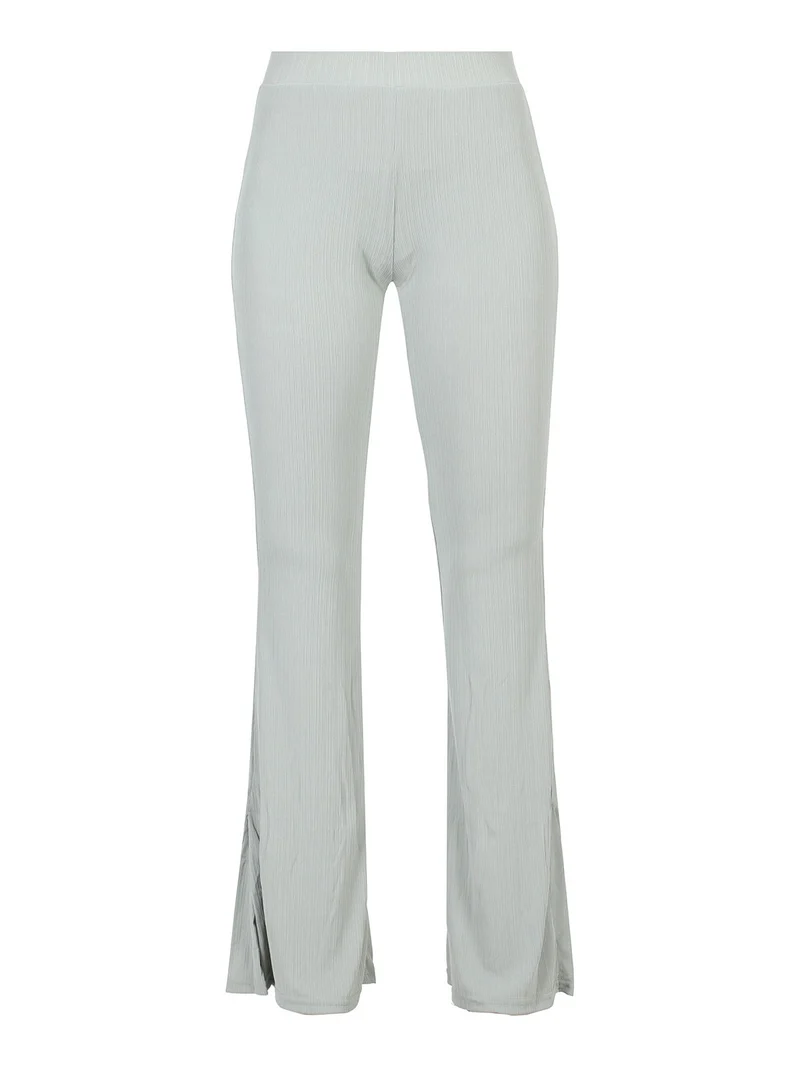 Leggings donna leggeri con finale a zampa e spacco laterale - verde