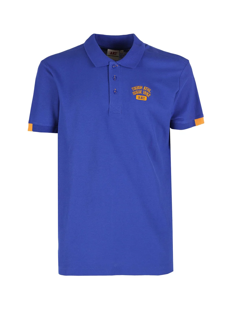 Polo da uomo in cotone a maniche corte - blu