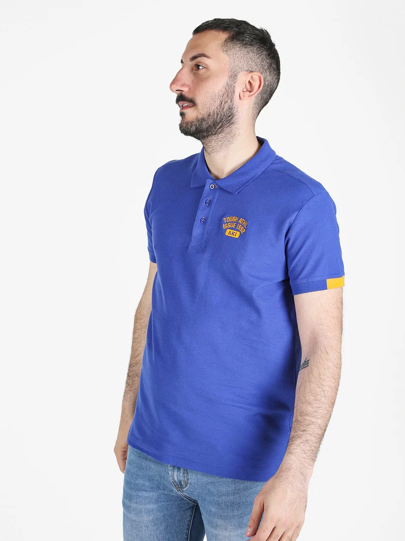 Polo da uomo in cotone a maniche corte - blu