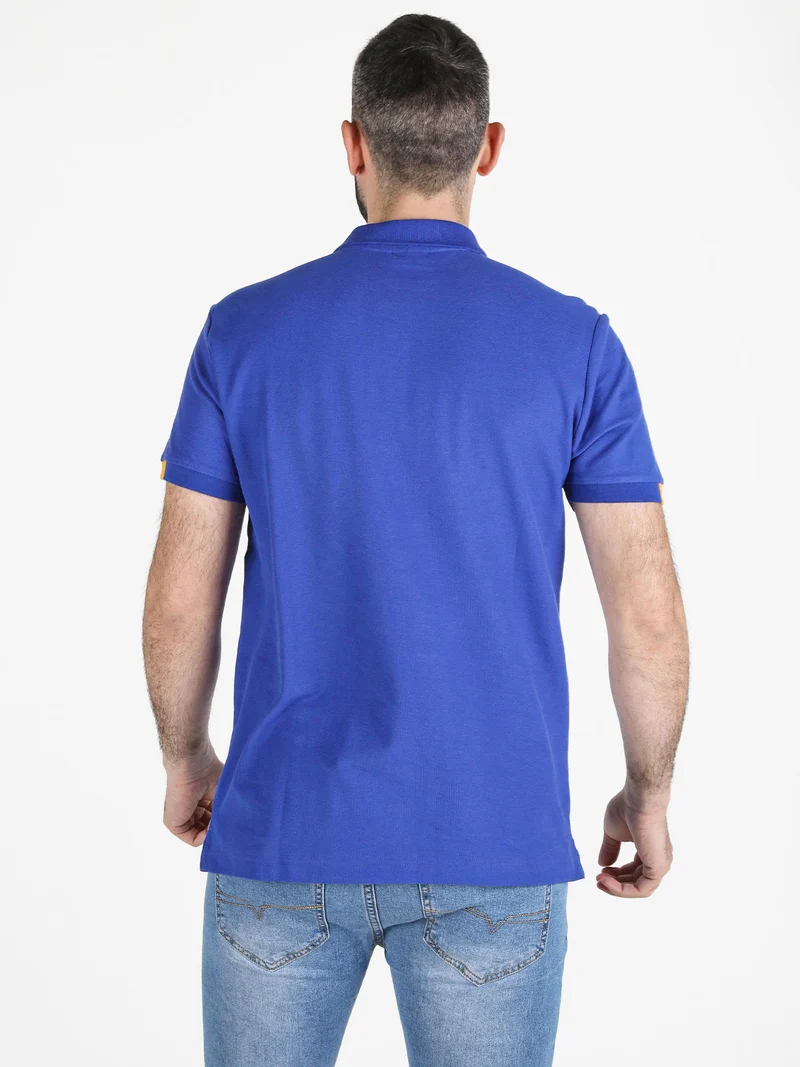 Polo da uomo in cotone a maniche corte - blu