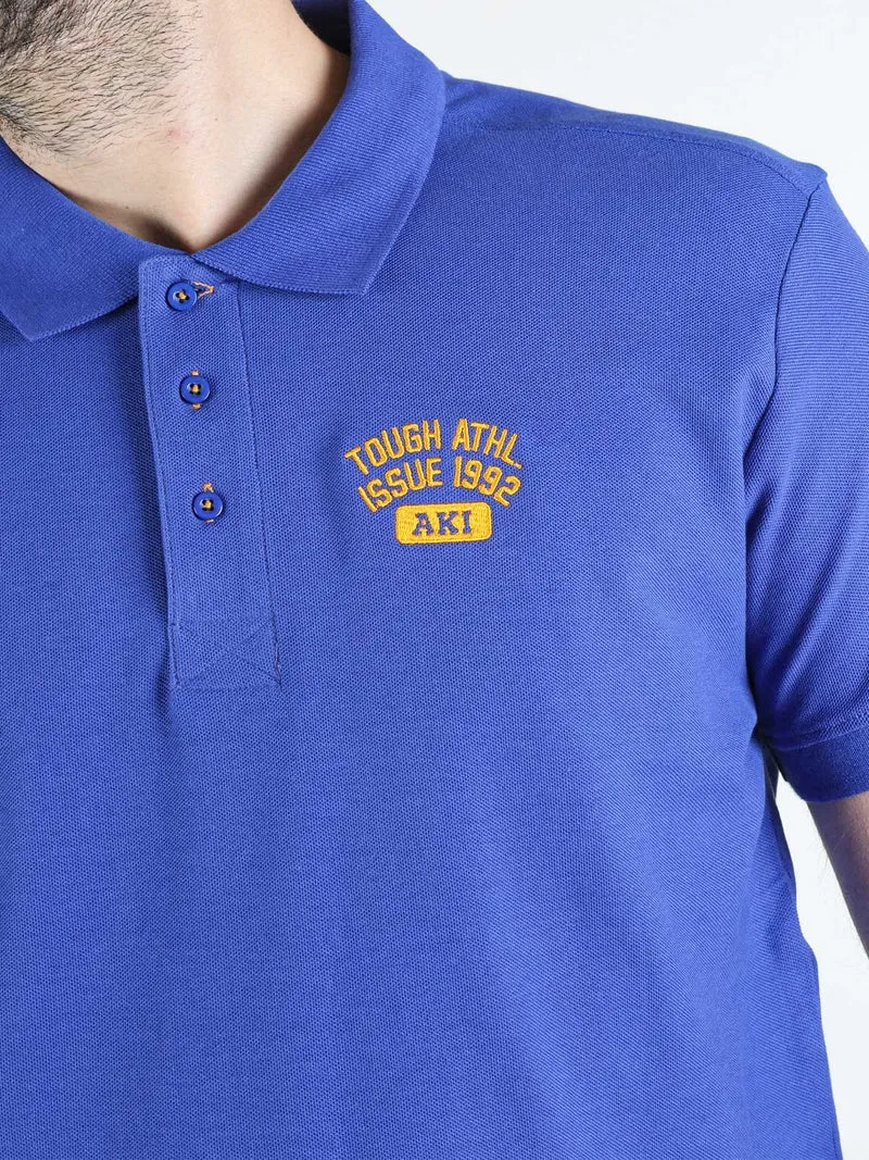 Polo da uomo in cotone a maniche corte - blu