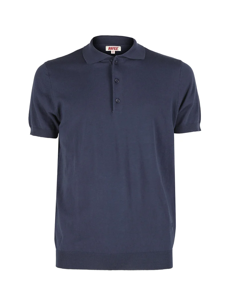 Polo da uomo in cotone - blu scuro