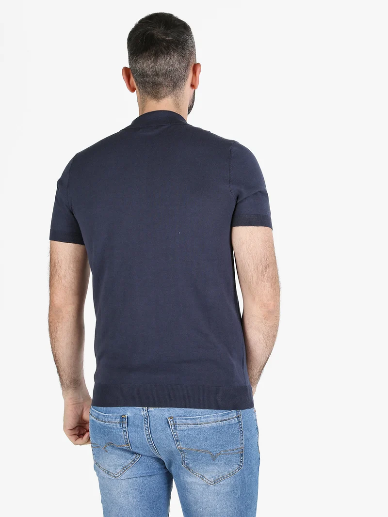 Polo da uomo in cotone - blu scuro