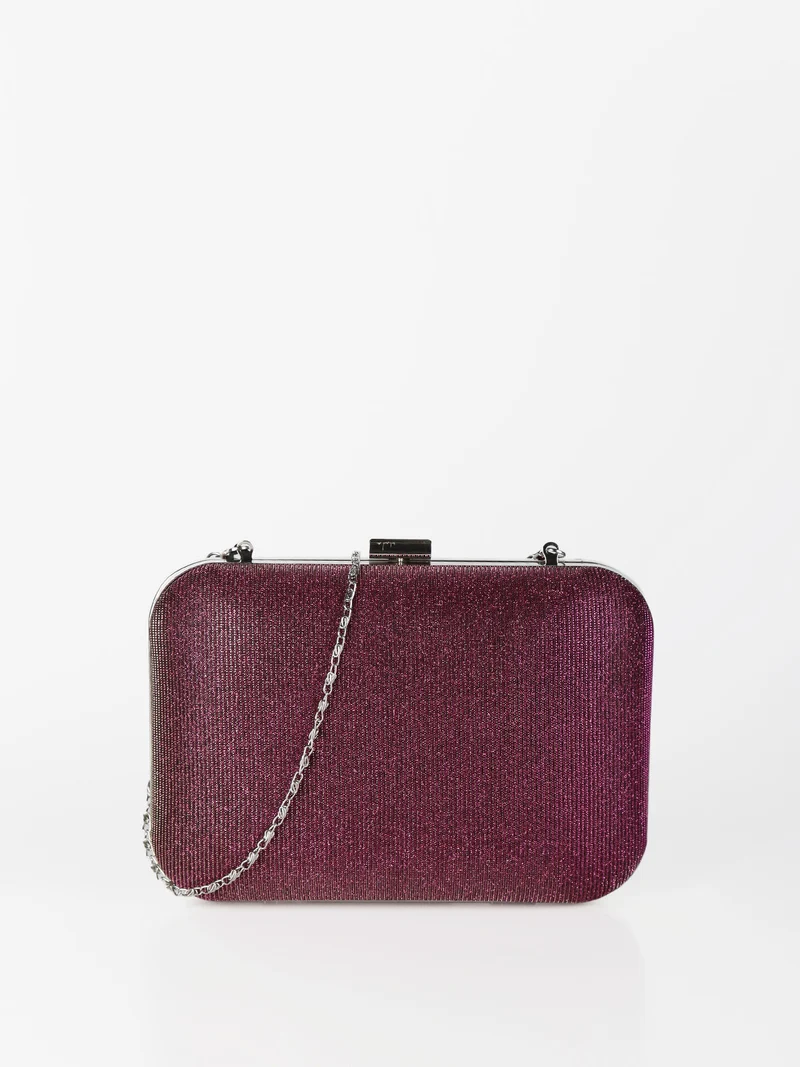 Pochette donna rigida brillantinata - bordeaux