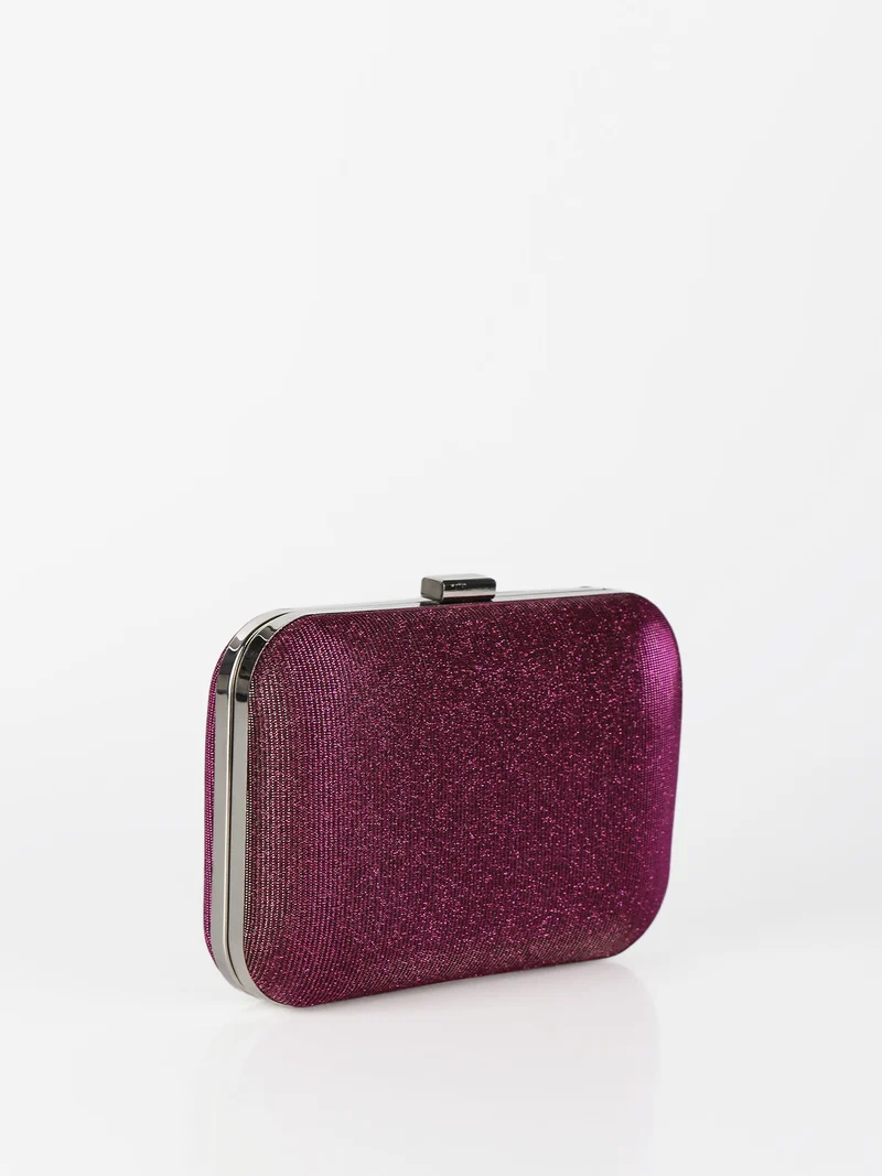 Pochette donna rigida brillantinata - bordeaux