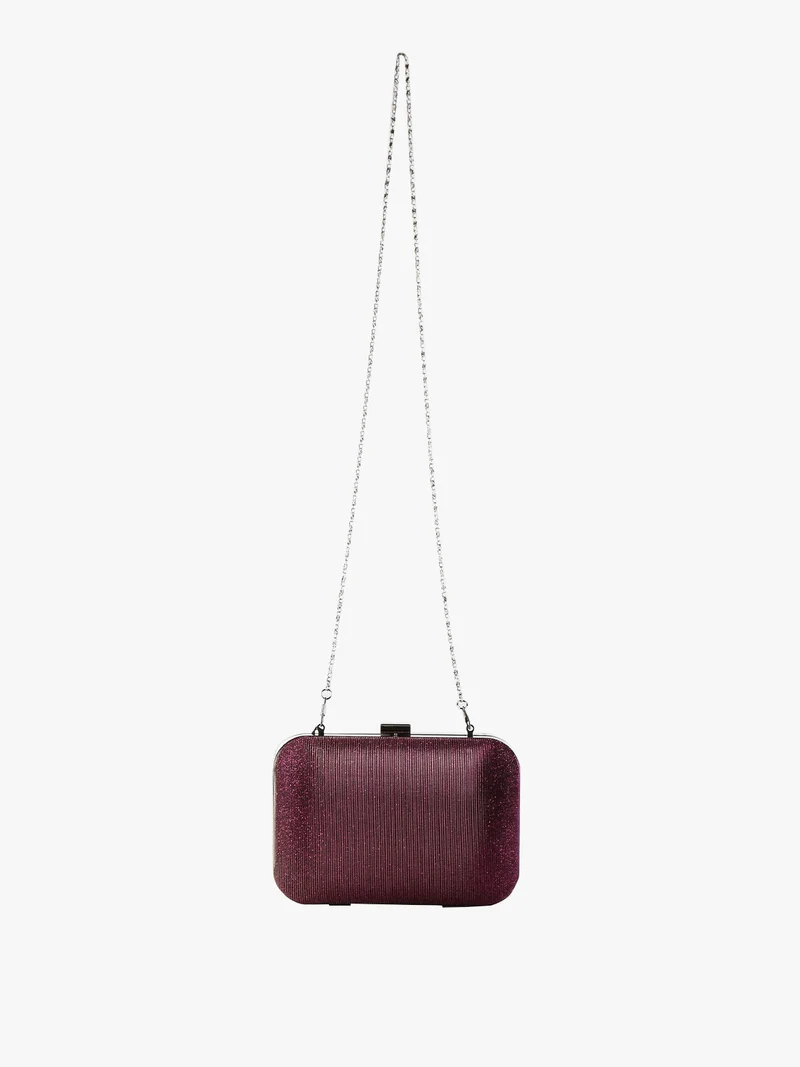Pochette donna rigida brillantinata - bordeaux