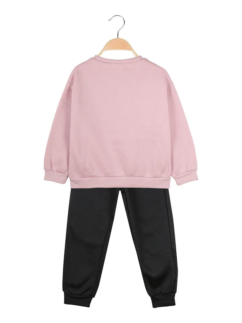 Completo 2 pezzi da bambina con felpa e pantalone - rosa