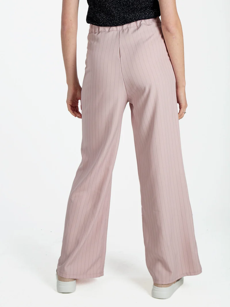 Pantaloni donna a palazzo gessati - rosa