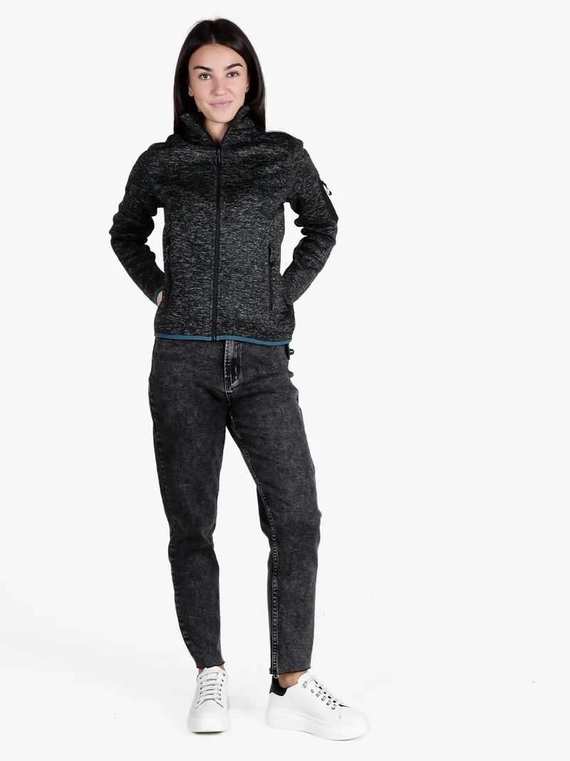 Felpa donna invernale con zip - nero