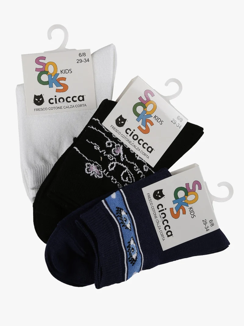 Calze corte da bambina 3 paia - blu scuro