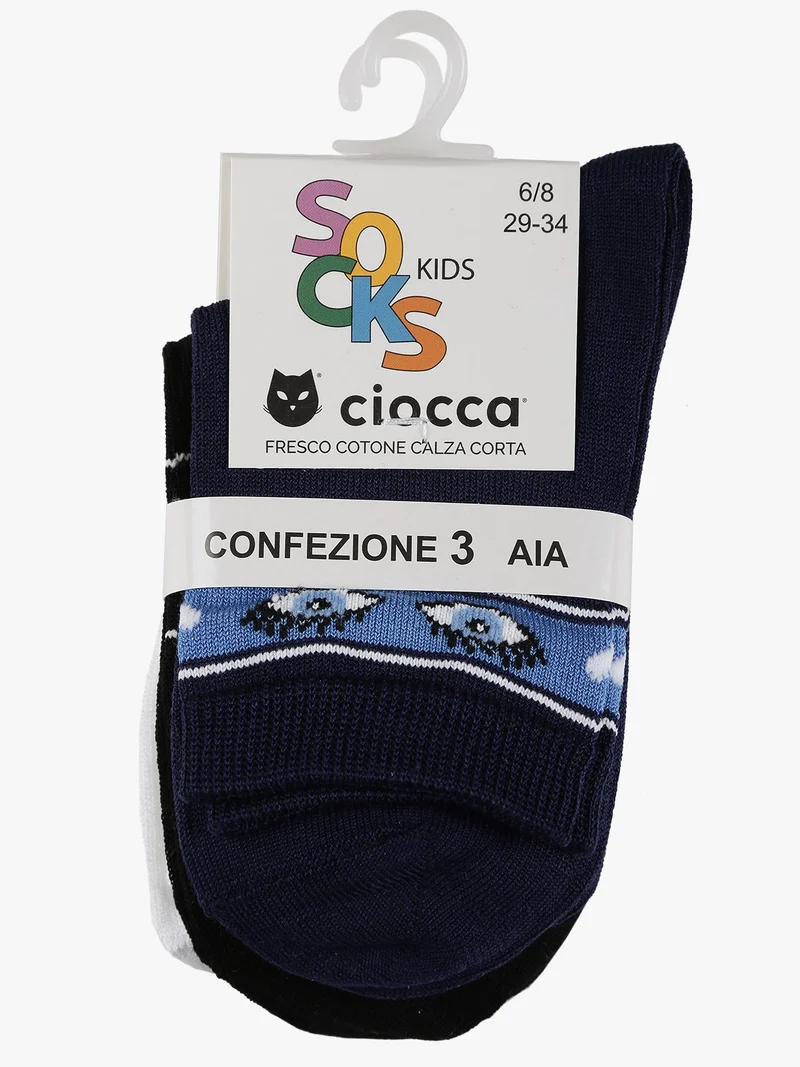 Calze corte da bambina 3 paia - blu scuro
