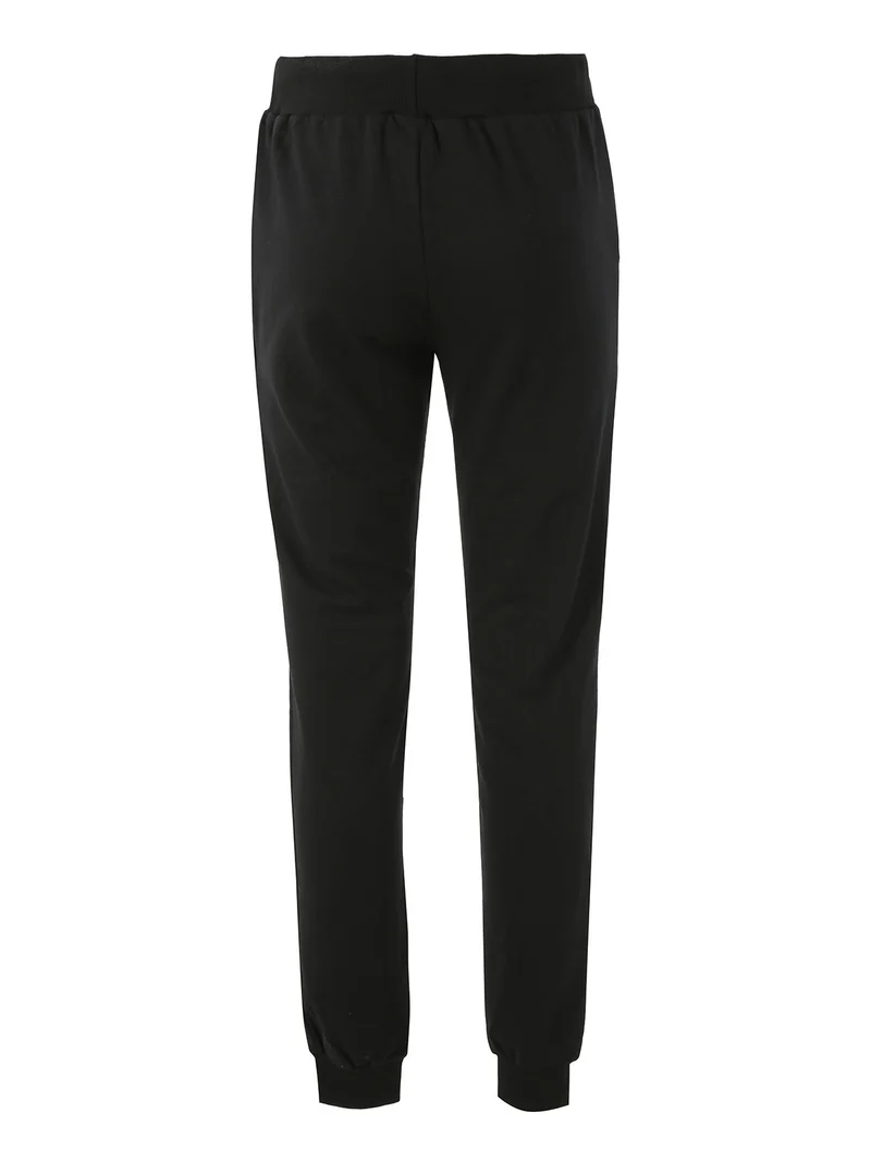 Pantaloni tuta da donna con coulisse e polsini - nero