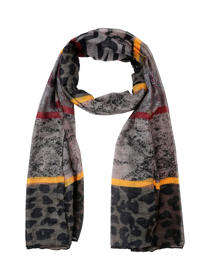 Sciarpa donna leggera con stampe - marrone