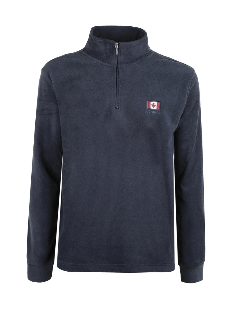 Felpa uomo in pile mezza zip - blu scuro