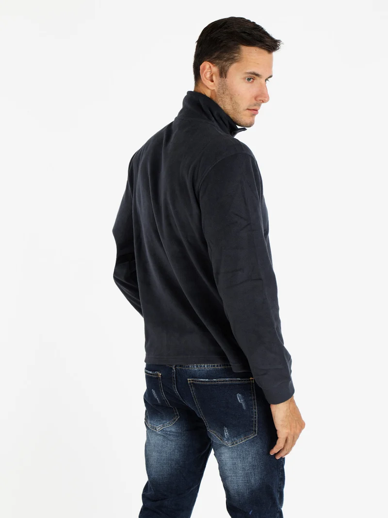 Felpa uomo in pile mezza zip - blu scuro