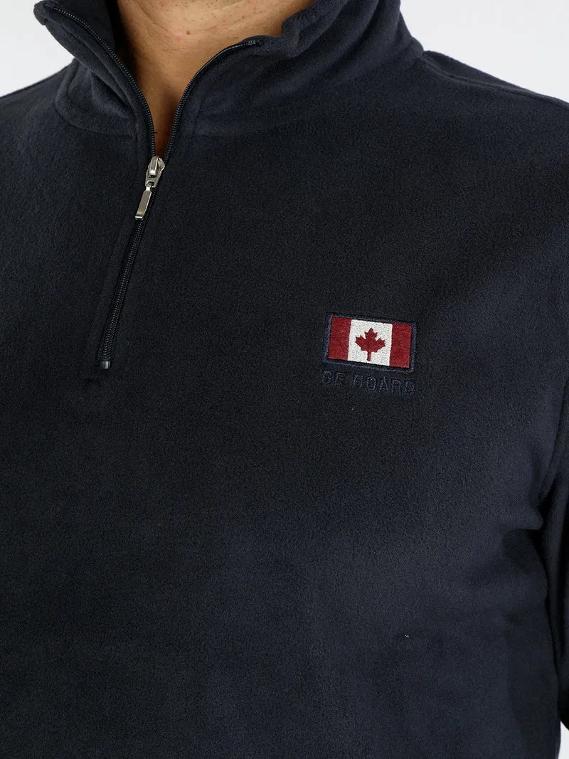 Felpa uomo in pile mezza zip - blu scuro