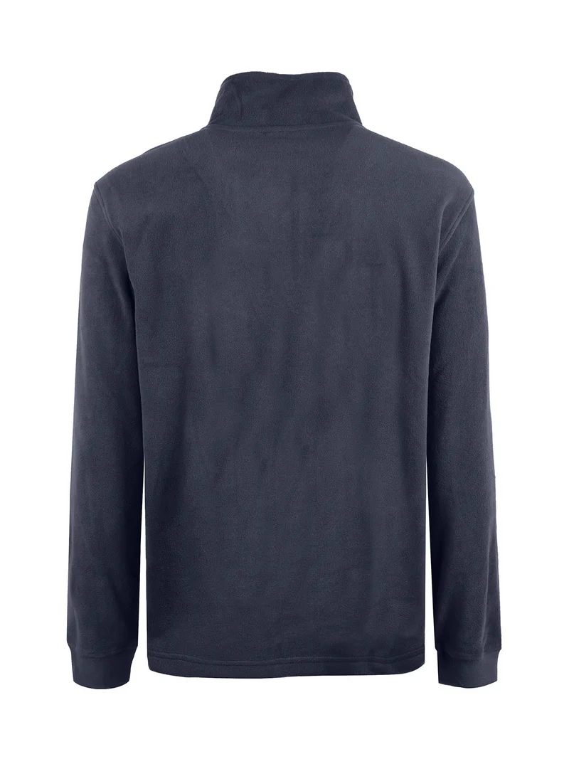Felpa uomo in pile mezza zip - blu scuro