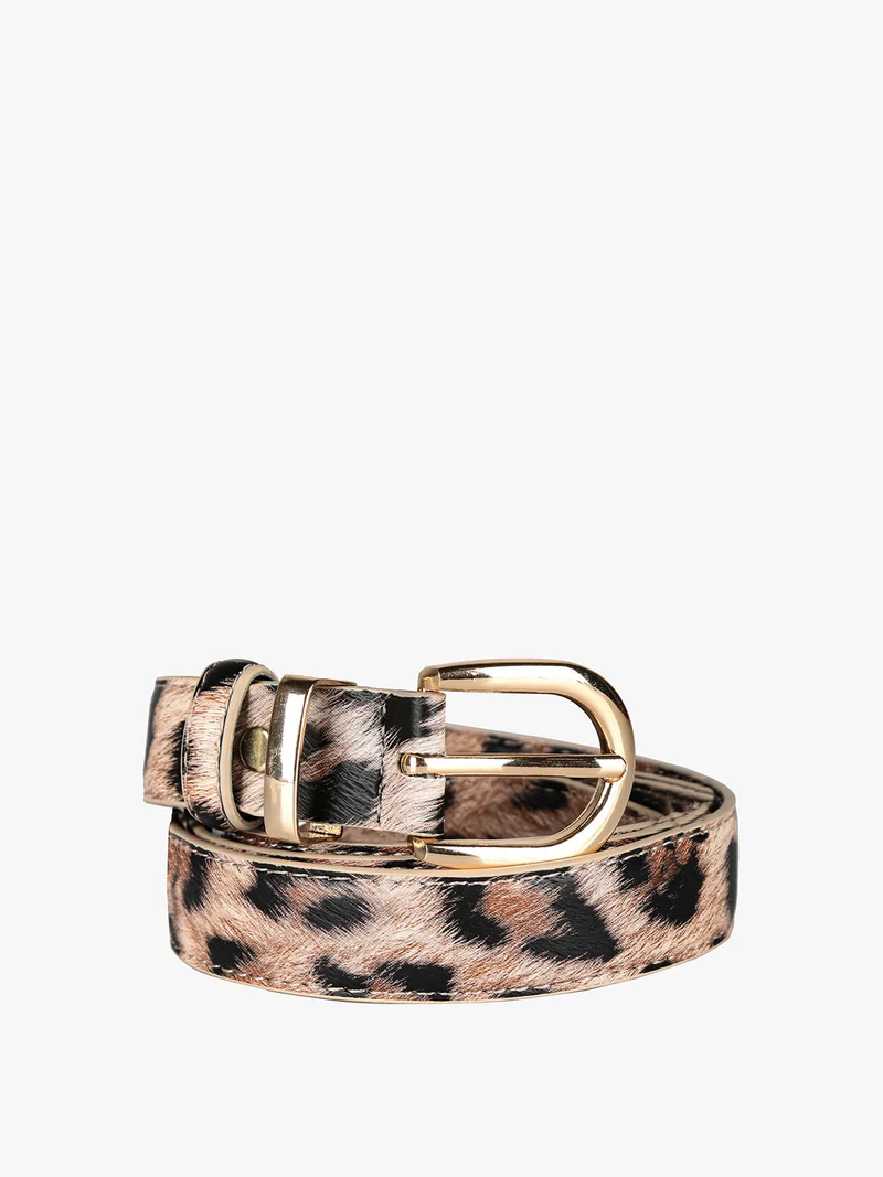 Cintura donna animalier con fibbia - cammello