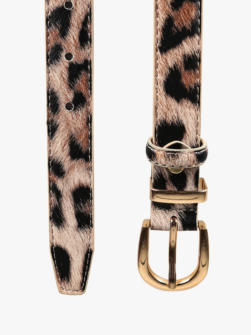 Cintura donna animalier con fibbia - cammello