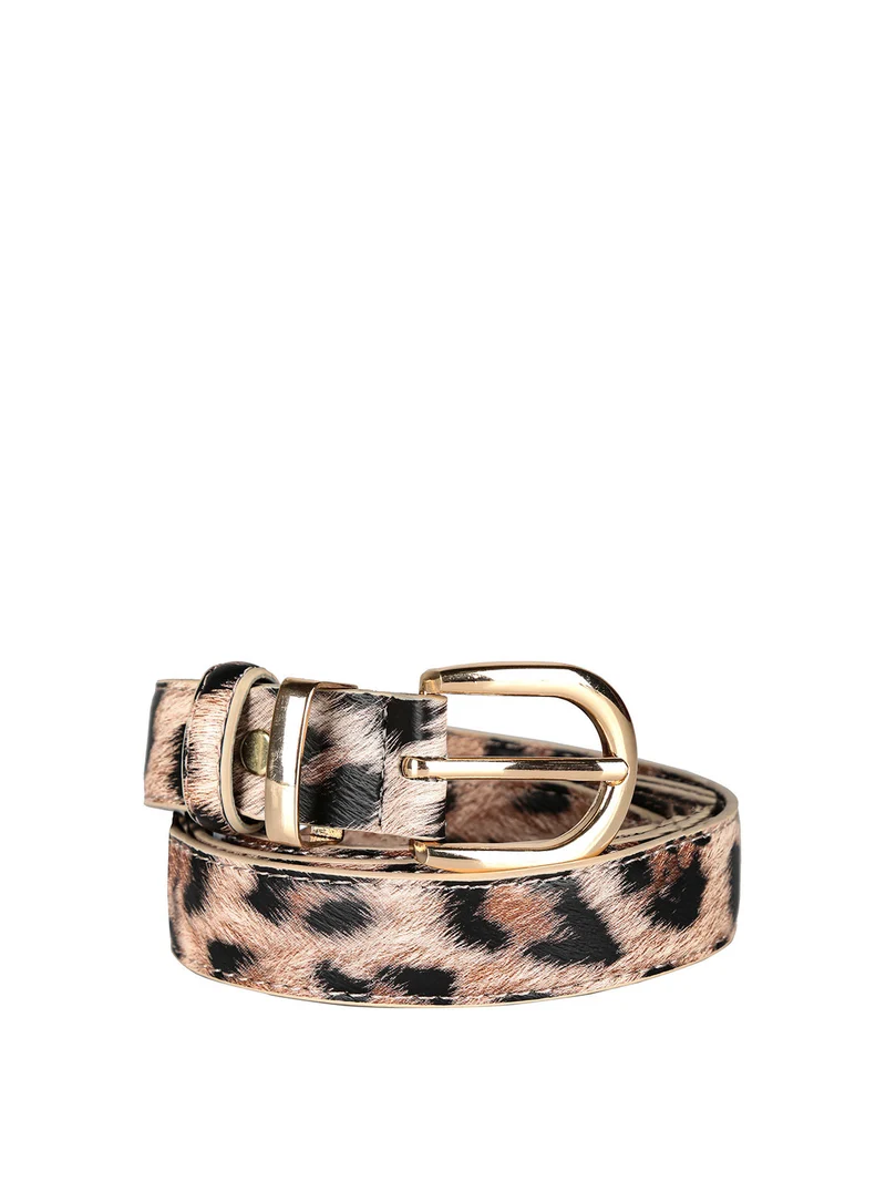 Cintura donna animalier con fibbia - cammello