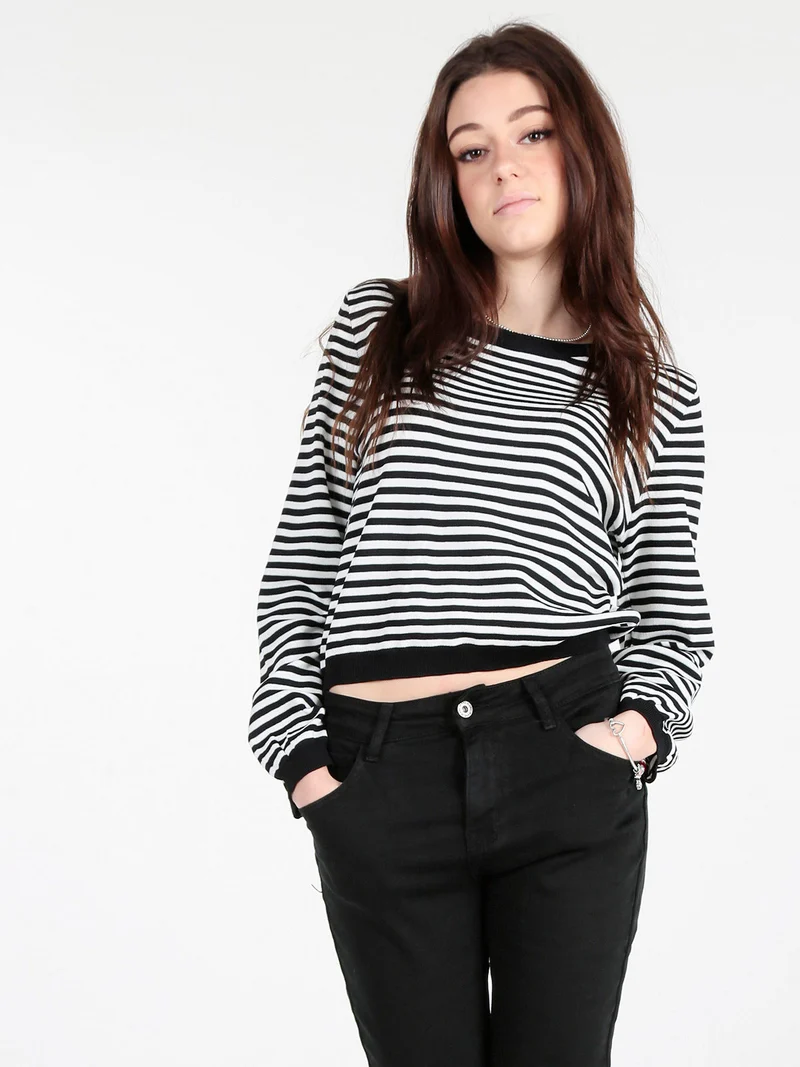 Maglia donna a righe orizzontali - nero