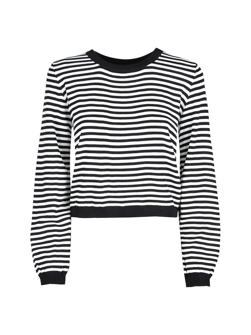 Maglia donna a righe orizzontali - nero