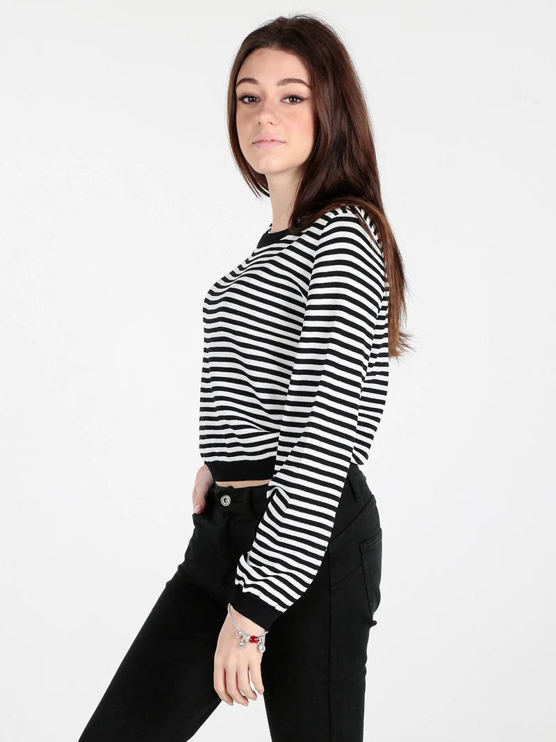 Maglia donna a righe orizzontali - nero