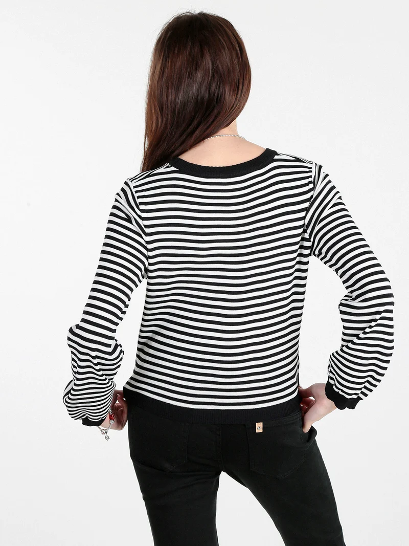 Maglia donna a righe orizzontali - nero