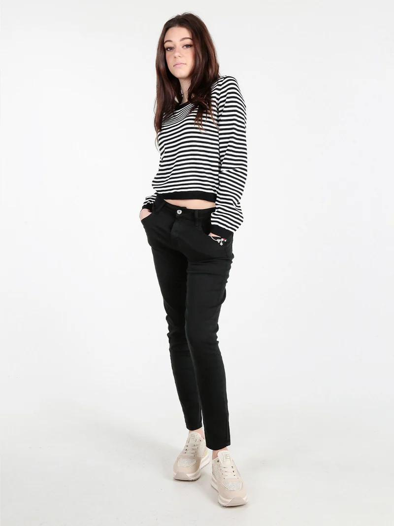 Maglia donna a righe orizzontali - nero