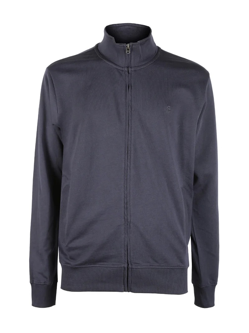 Felpa da uomo in cotone con zip - blu scuro