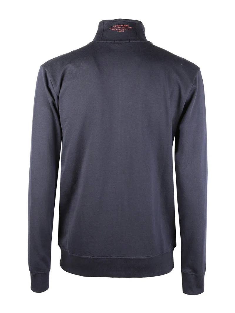 Felpa da uomo in cotone con zip - blu scuro