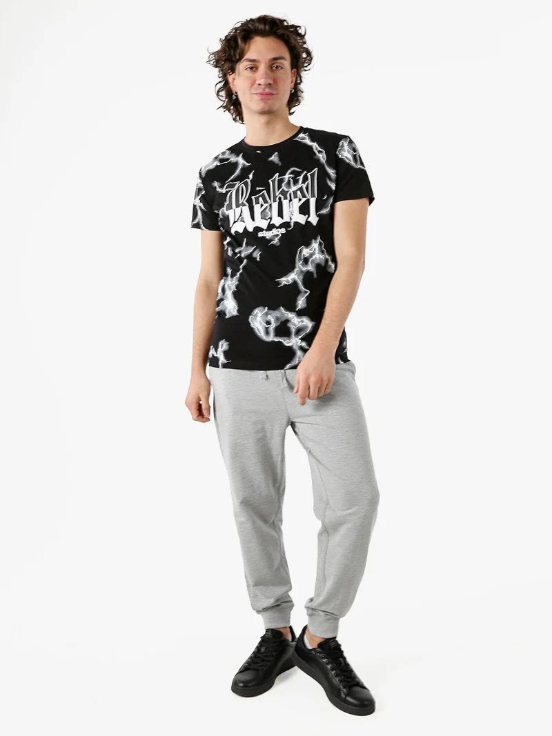Pantaloni tuta da uomo con coulisse e polsini - grigio