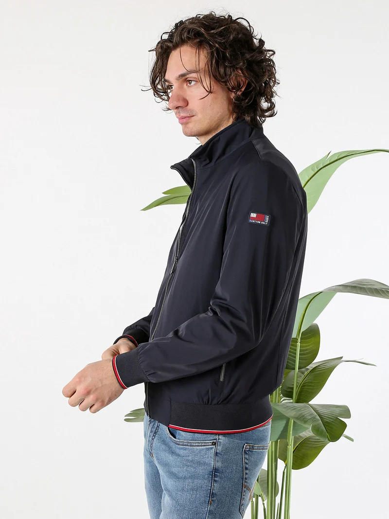 Giacca leggera da uomo con zip - blu scuro