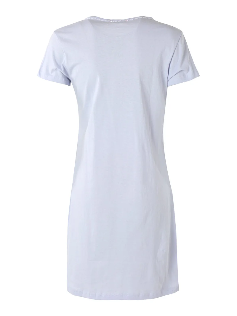 Camicia da notte da donna in cotone a maniche corte - azzurro