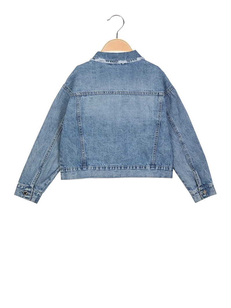 Giacca in jeans da bambina con strass pendenti - jeans