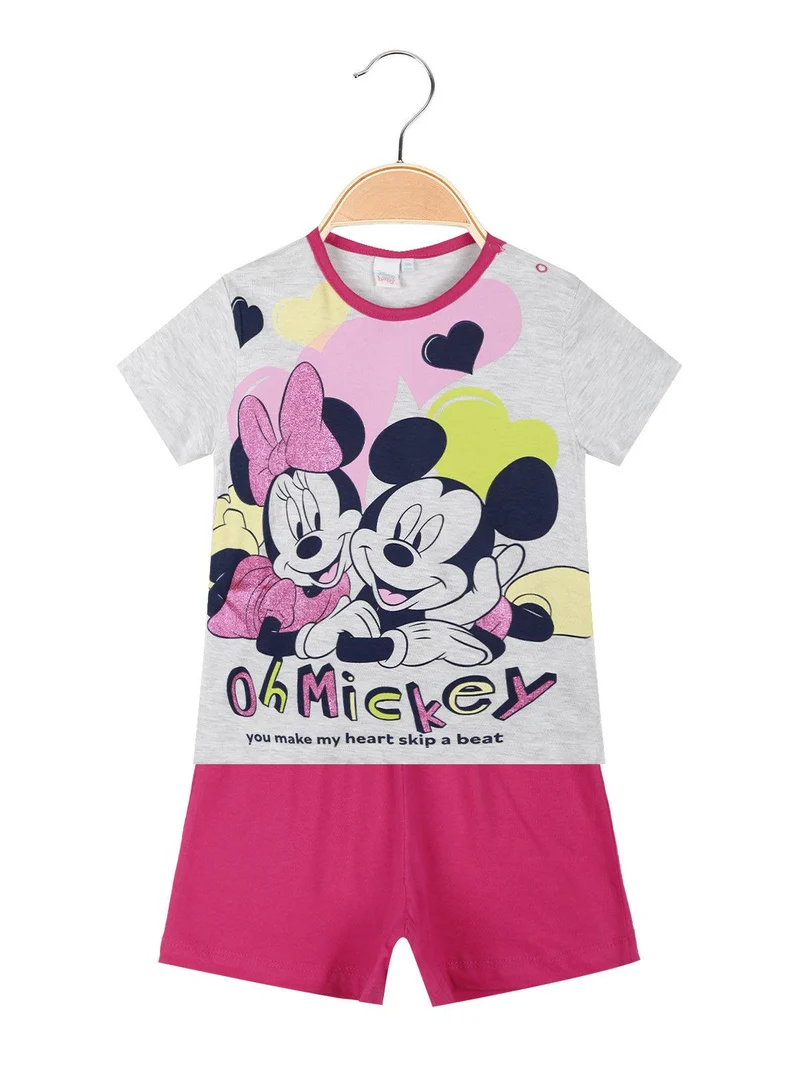 Pigiama corto Minnie da neonata - fucsia