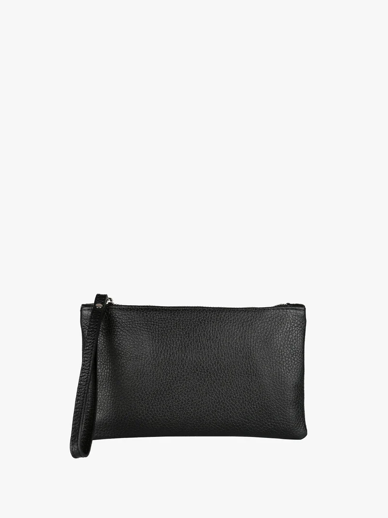 Bustina donna in pelle con polsiera - nero